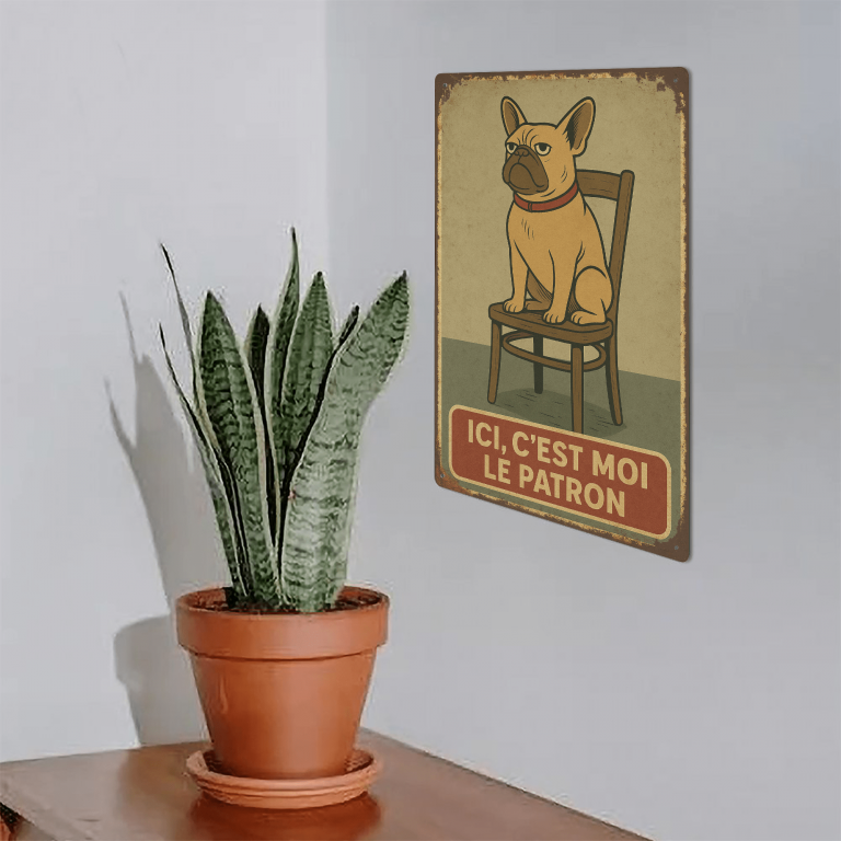 Plaque en métal - Bouledogue - Patron
