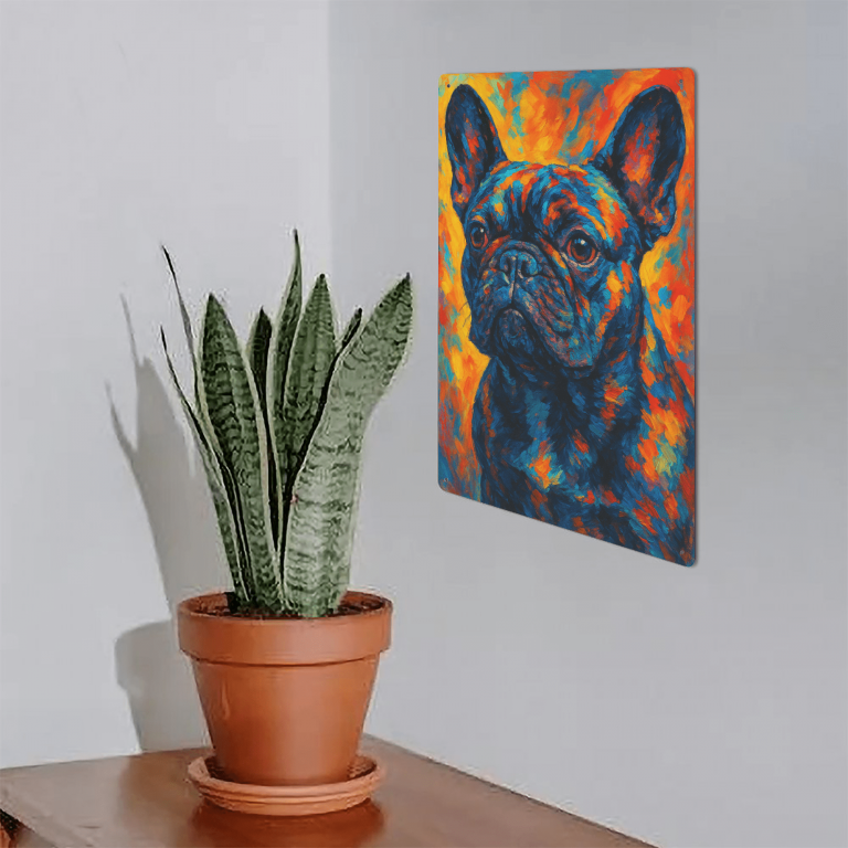 Plaque en métal - Bouledogue - Peinture