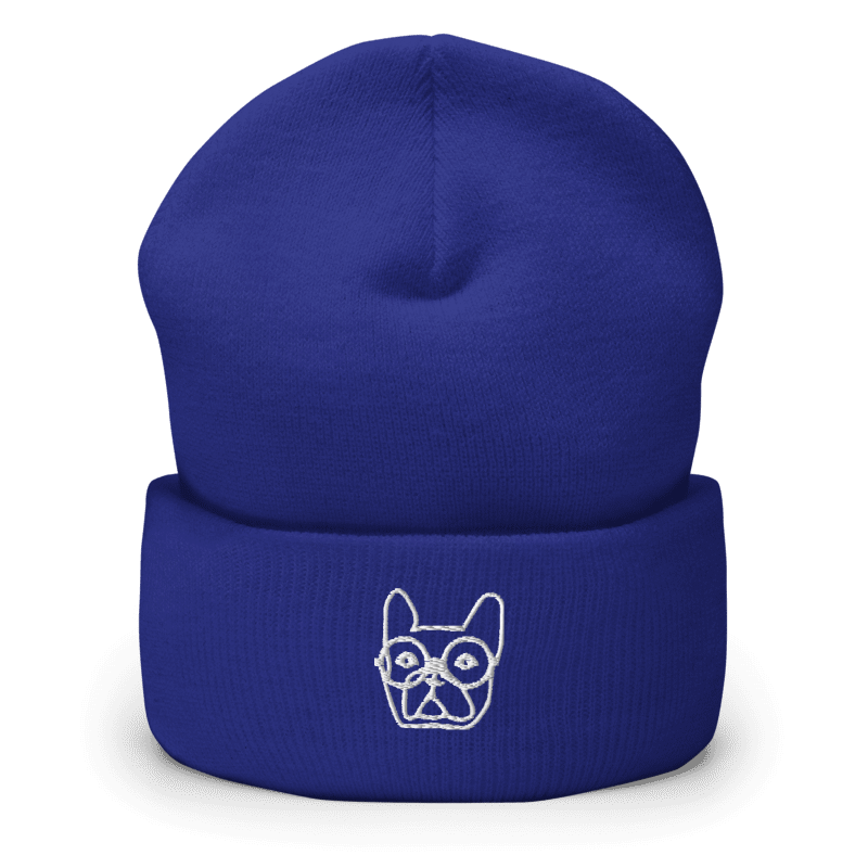 Bonnet brodé - bouledogue lunettes