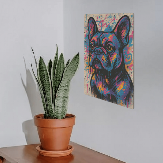 Plaque en métal - Bouledogue - Peinture