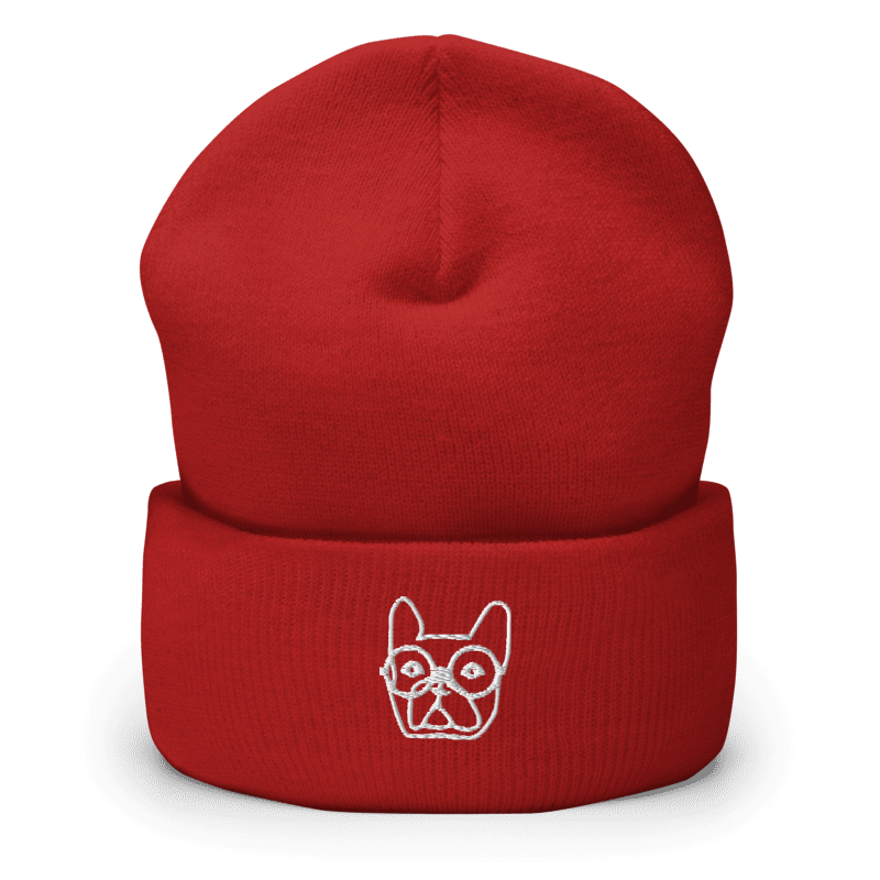 Bonnet brodé - bouledogue lunettes