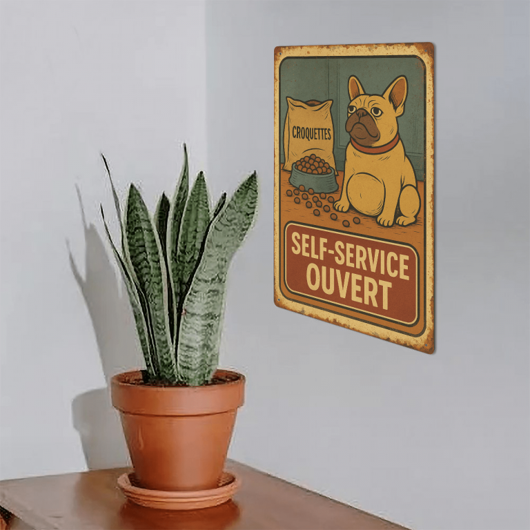 Plaque en métal - Bouledogue - Self Service