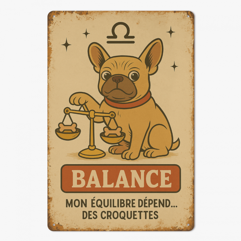 Plaque en métal - Bouledogue - Astrologie