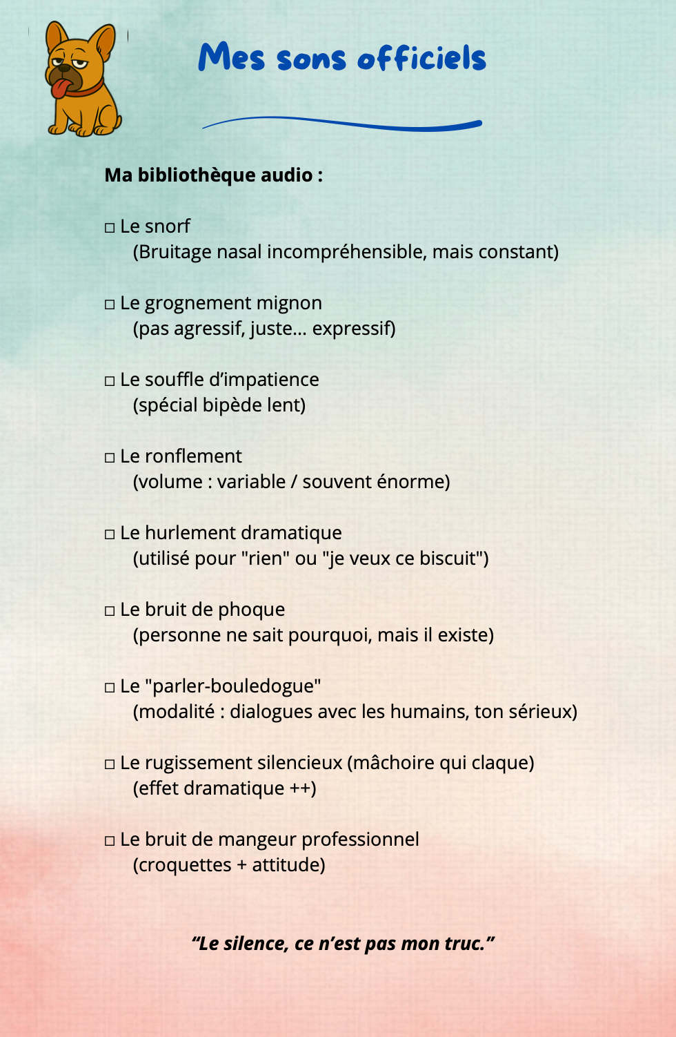 La vie de mon bouli – Carnet à compléter