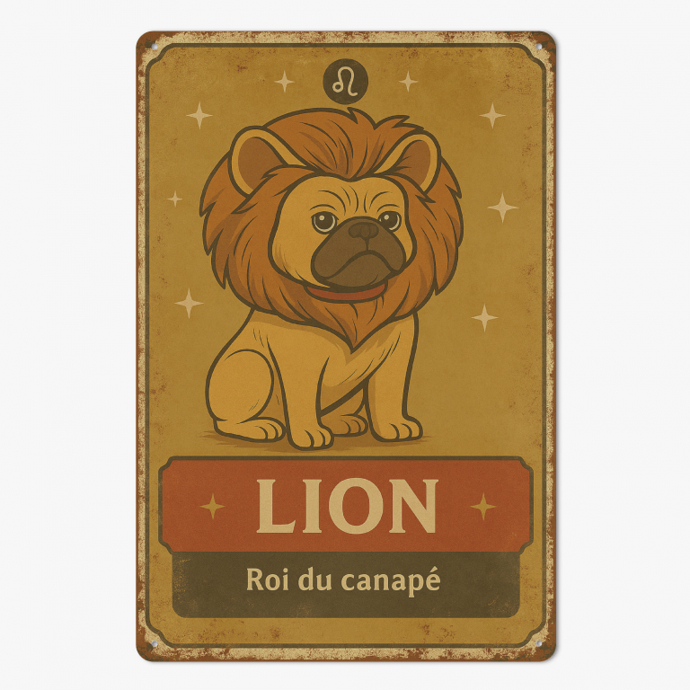 Plaque en métal - Bouledogue - Astrologie