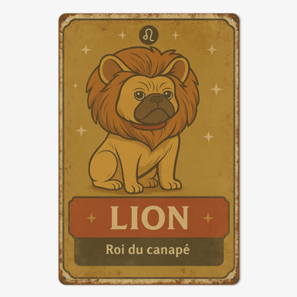 Plaque en métal - Bouledogue - Astrologie