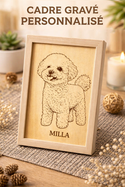 Cadre gravé personnalisé sur bois