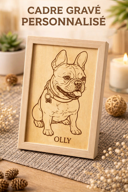 Cadre gravé personnalisé sur bois