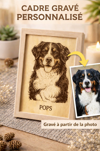 Cadre gravé personnalisé sur bois