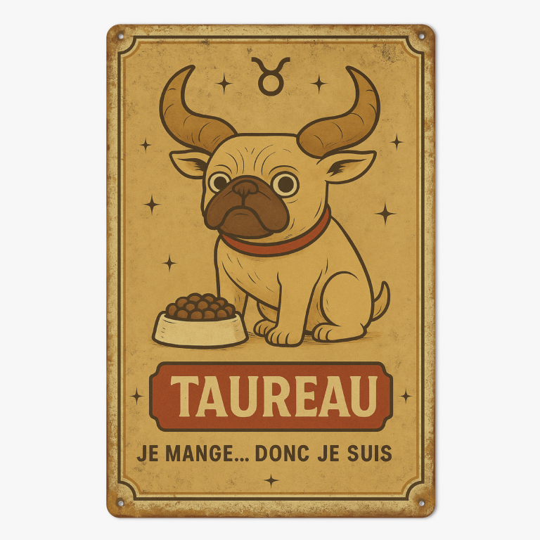 Plaque en métal - Bouledogue - Astrologie
