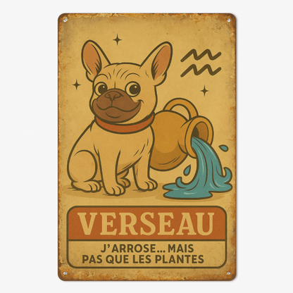 Plaque en métal - Bouledogue - Astrologie