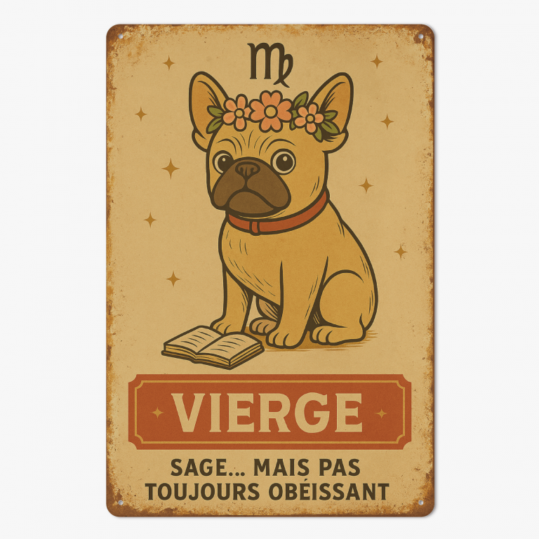 Plaque en métal - Bouledogue - Astrologie