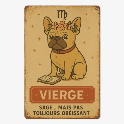 Plaque en métal - Bouledogue - Astrologie