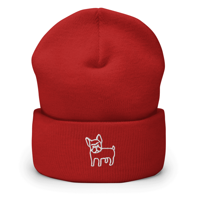 Bonnet brodé - bouledogue debout