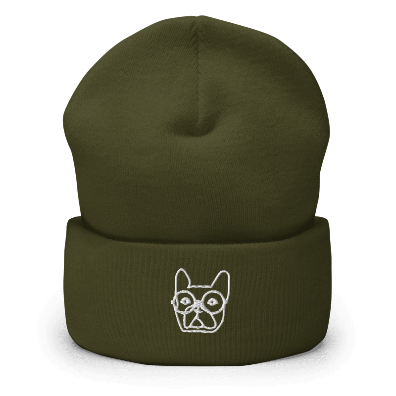Bonnet brodé - bouledogue lunettes