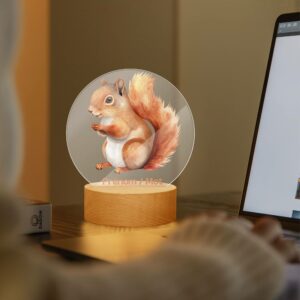 Lampe LED personnalisée en acrylique – Veilleuse décorative écureuil