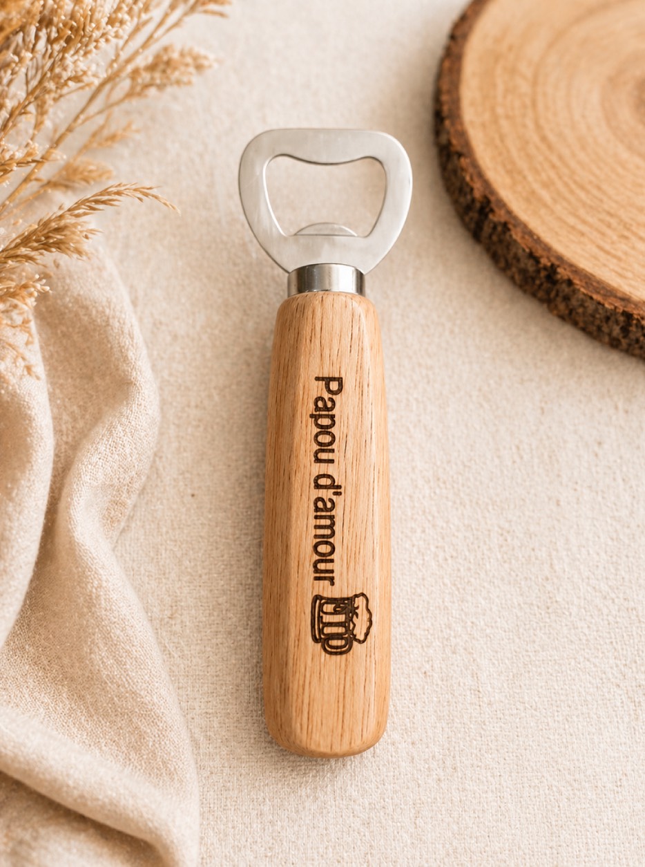 Décapsuleur en bois personnalisé