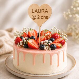 Décoration de gâteau personnalisée en bois
