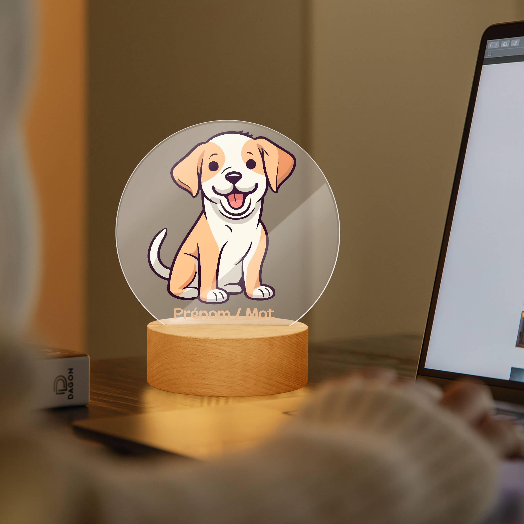 Lampe LED personnalisée en acrylique – Veilleuse décorative chien
