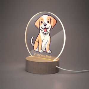 Lampe LED personnalisée en acrylique – Veilleuse décorative chien