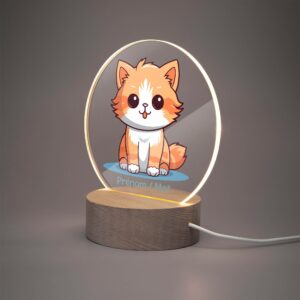 Lampe LED personnalisée en acrylique – Veilleuse décorative chat