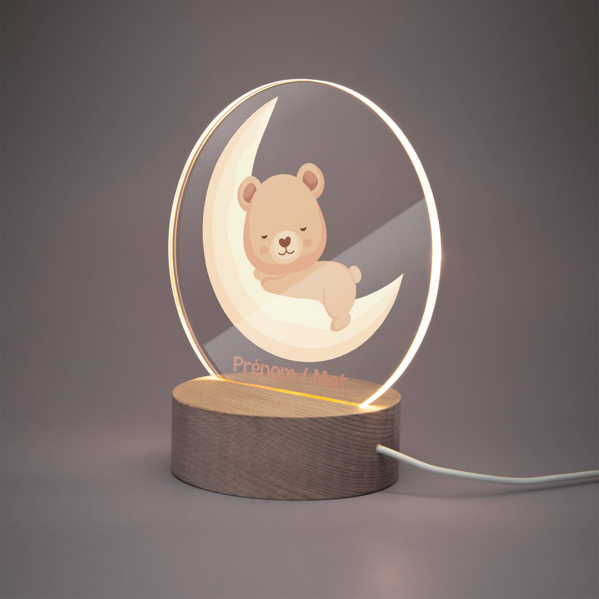 Lampe LED personnalisée en acrylique – Veilleuse décorative Lune