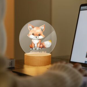 Lampe LED personnalisée en acrylique – Veilleuse décorative Renard