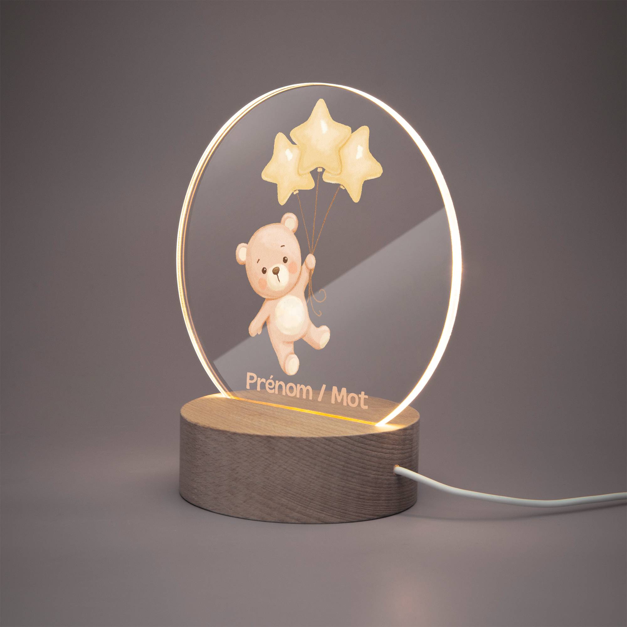 Lampe LED personnalisée en acrylique – Veilleuse décorative Nounours