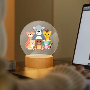 Lampe LED personnalisée en acrylique – Veilleuse décorative Animaux