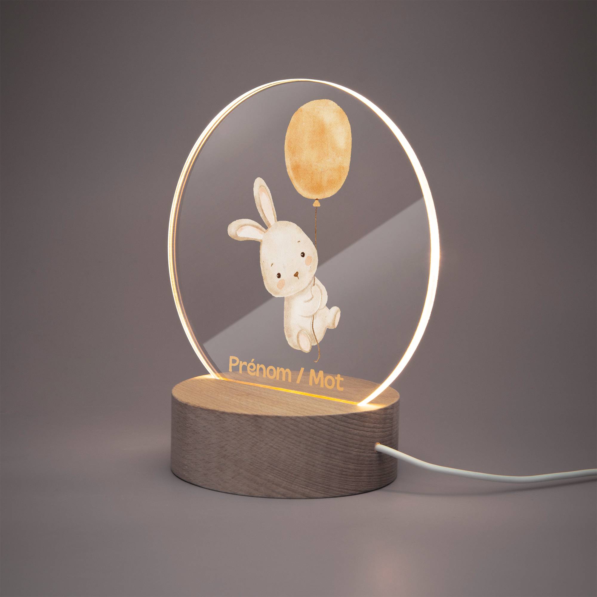 Lampe LED personnalisée en acrylique – Veilleuse décorative Lapin