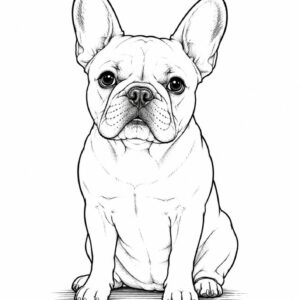 Affiche Bouledogue Français – Illustration minimaliste noir et blanc