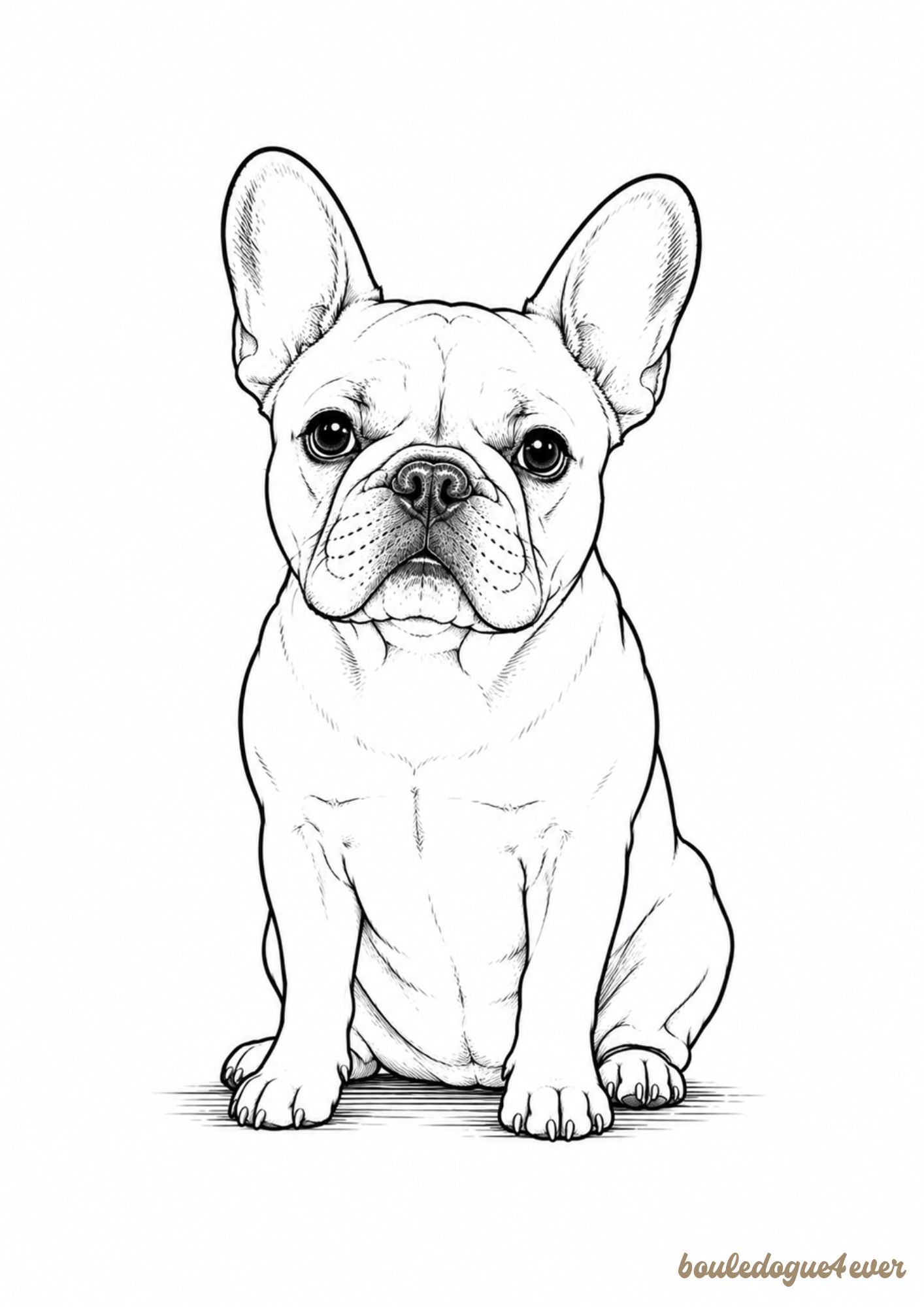 Affiche Bouledogue Français – Illustration minimaliste noir et blanc