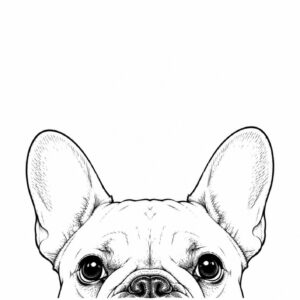 Affiche Bouledogue Français – Illustration minimaliste noir et blanc