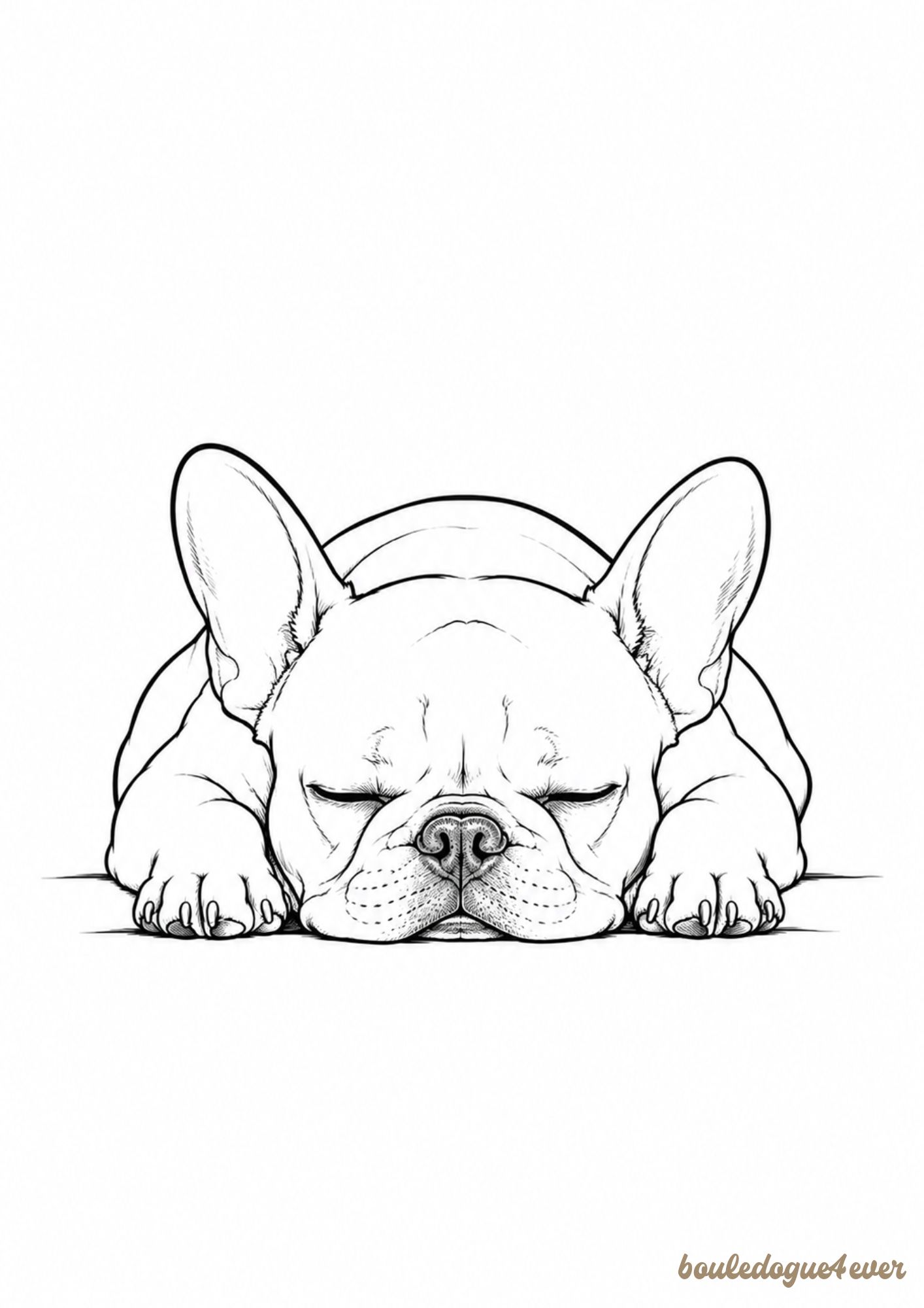 Affiche Bouledogue Français – Illustration minimaliste noir et blanc