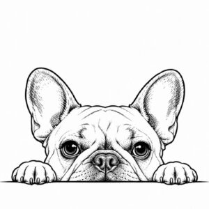 Affiche Bouledogue Français – Illustration minimaliste noir et blanc