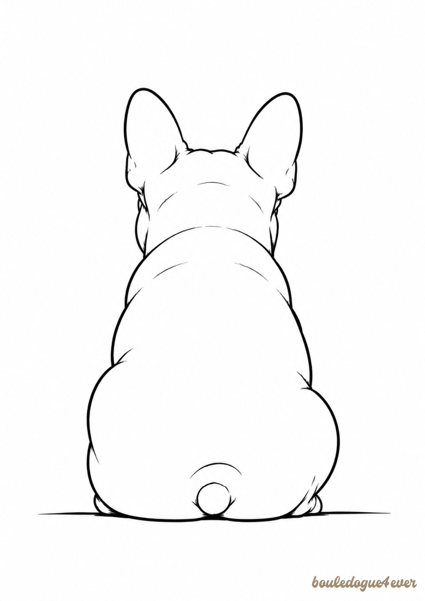 Affiche Bouledogue Français – Illustration minimaliste noir et blanc