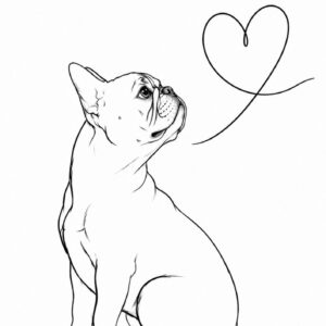 Affiche Bouledogue Français – Illustration minimaliste noir et blanc