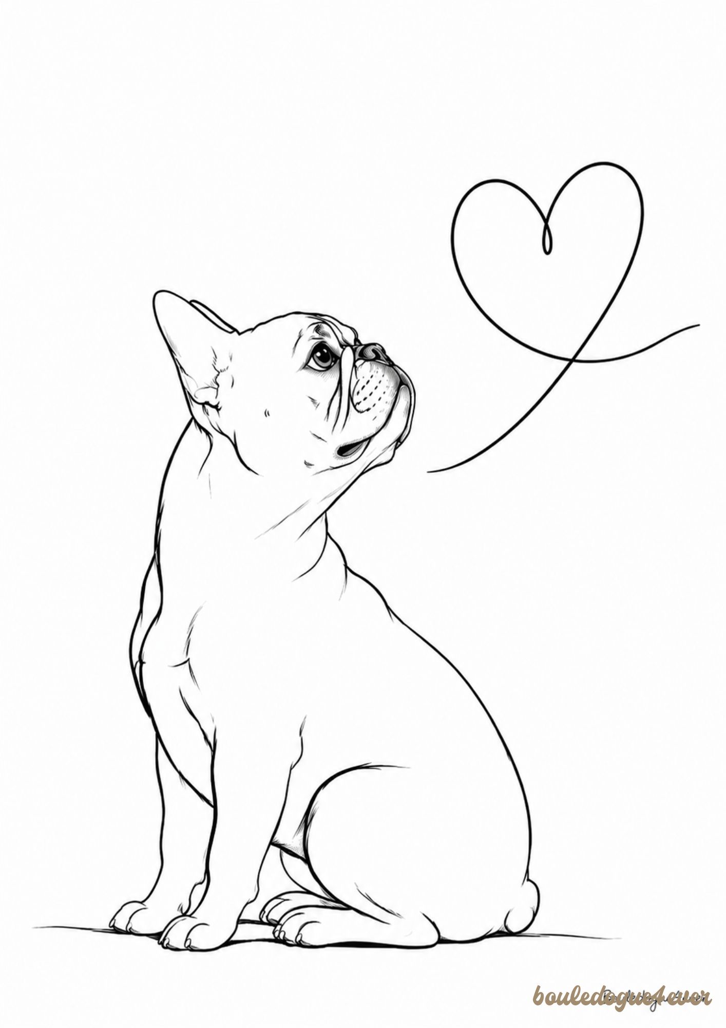 Affiche Bouledogue Français – Illustration minimaliste noir et blanc